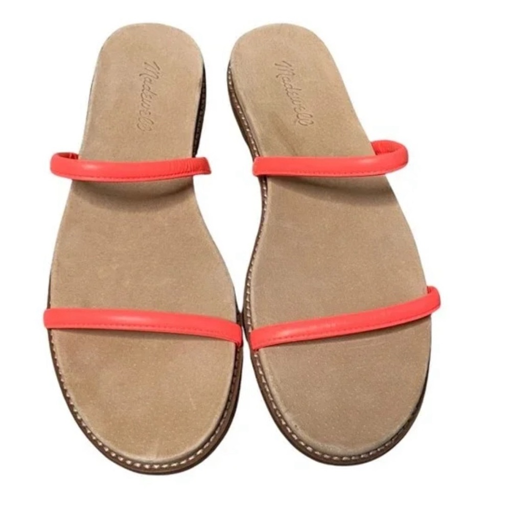 Madewell Electric Pink Bare Slide Leather Sandals
